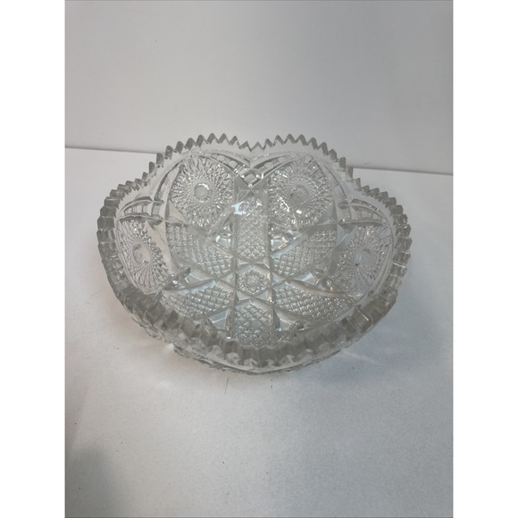 Antique, Cut Crystal Glass Bowl Gorgeous and Sparkling!! - Picture 3 of 11